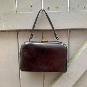 Black Leather Hardshell Handbag